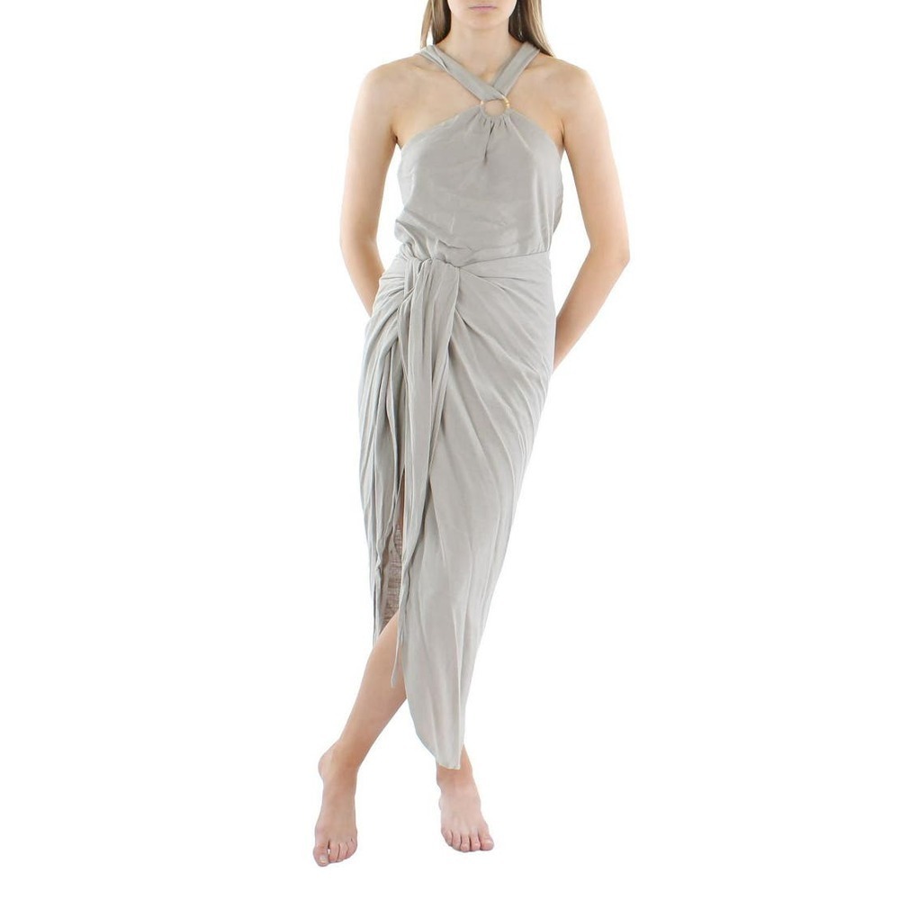 Just BEE Queen Women Dash One Shoulder Dress Cover-Up stone XS wrap boho cottage